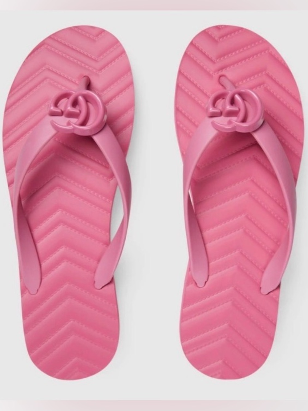 Gucci Pink Rubber GG Logo Flip Flops